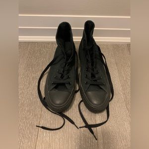 All black high top converse sneakers